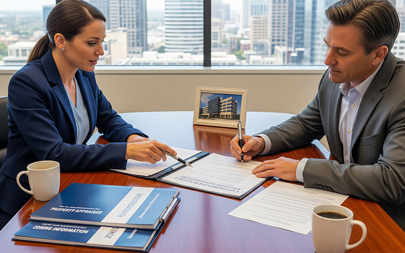 Mortgage being signed for commercial property